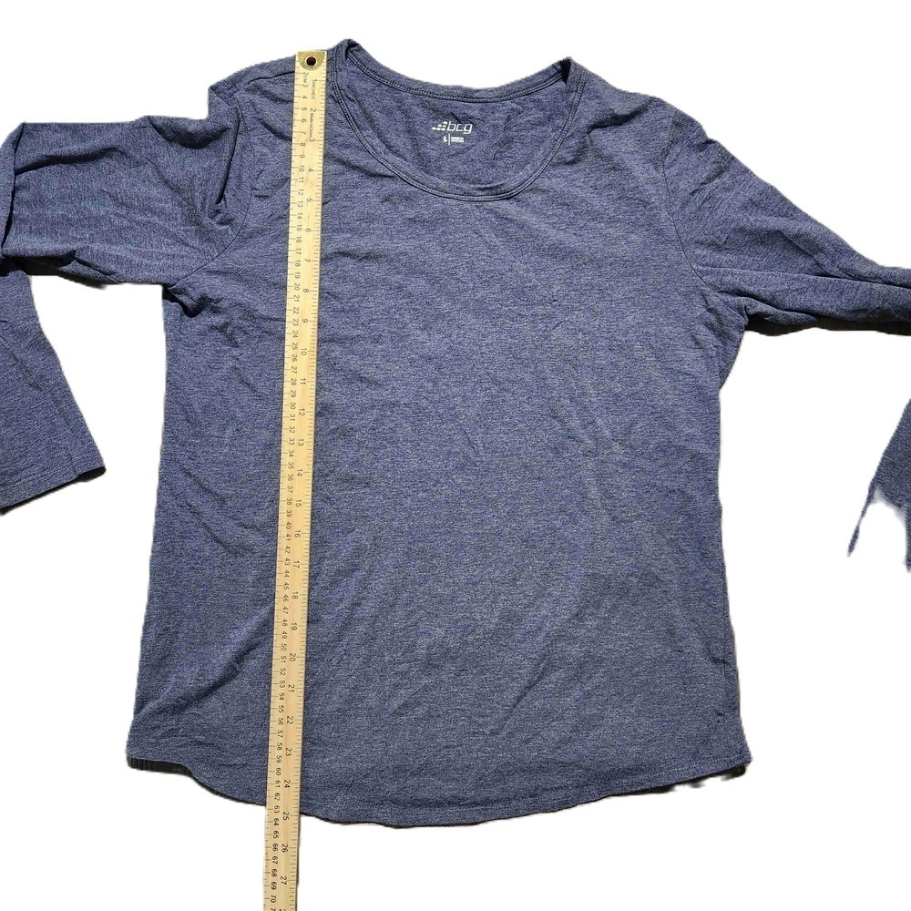 BCG Womens Heathered Blue Long Sleeve Crew Neck Shirt Large - Picture 3 of 6
